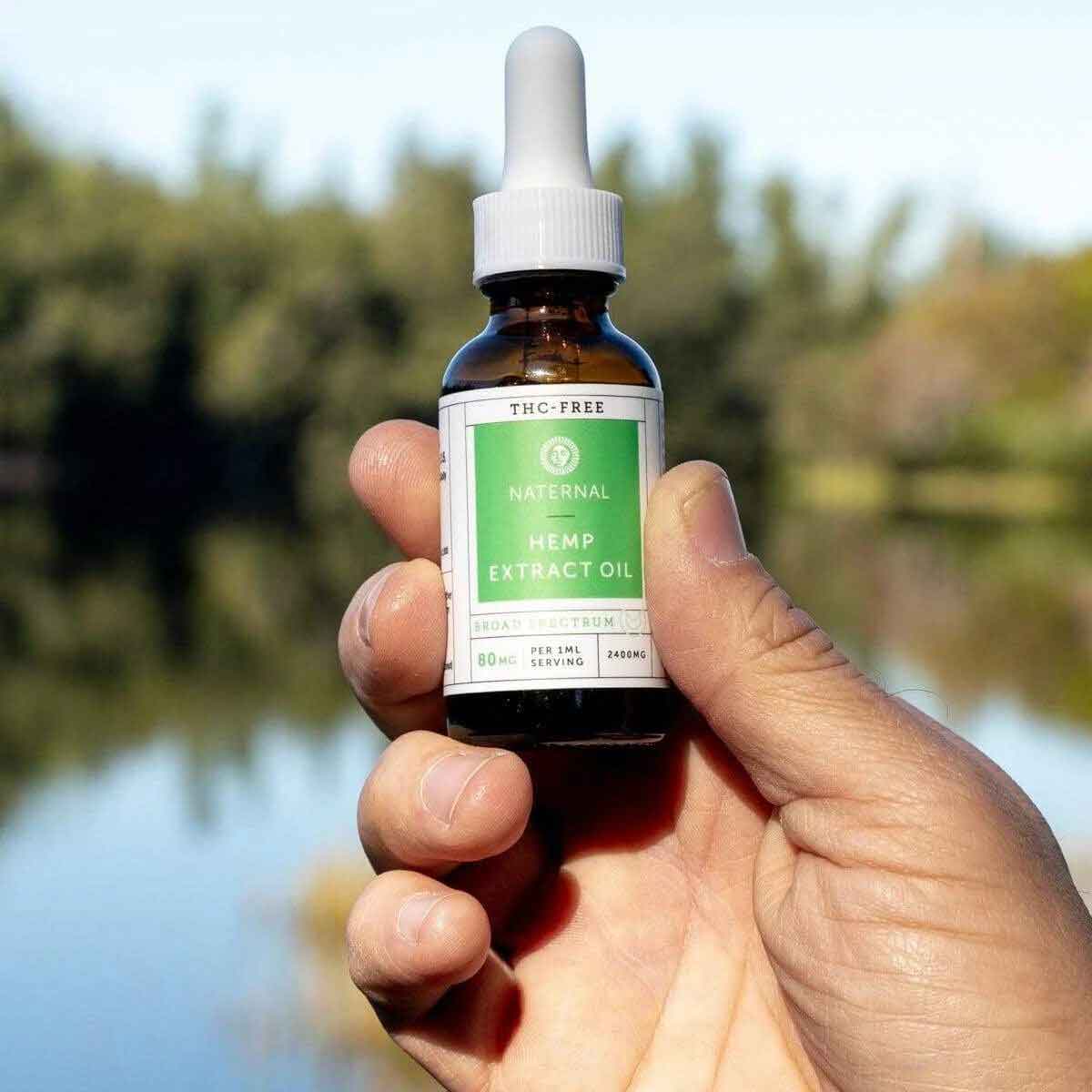 Broad Spectrum CBD Oil 1200mg bottle alongside its packaging box