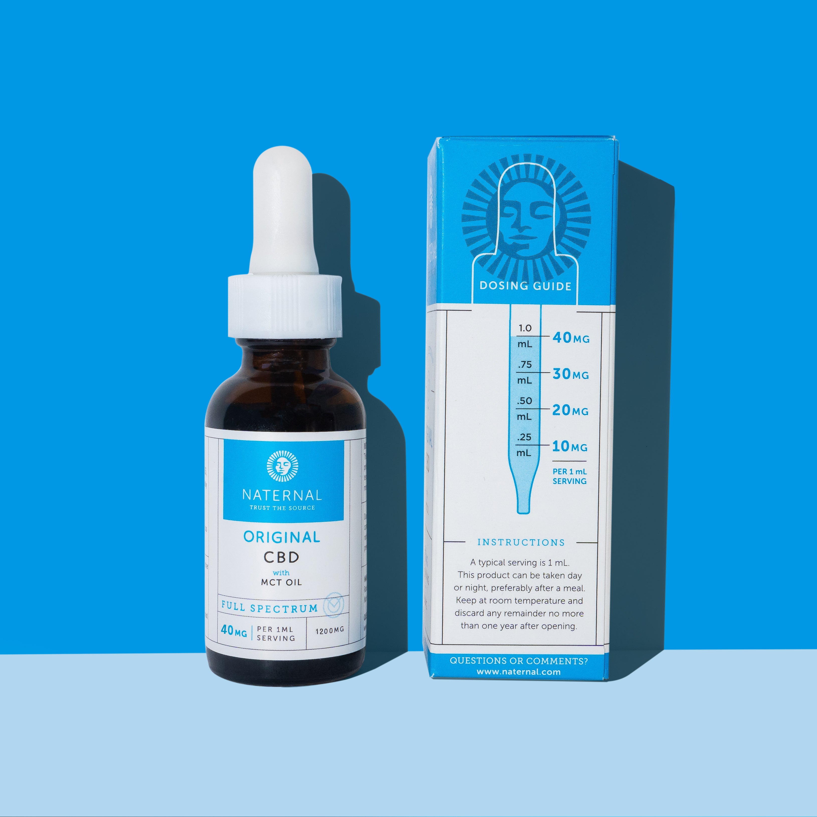 Full Spectrum CBD Oil 1200mg bottle alongside its packaging box