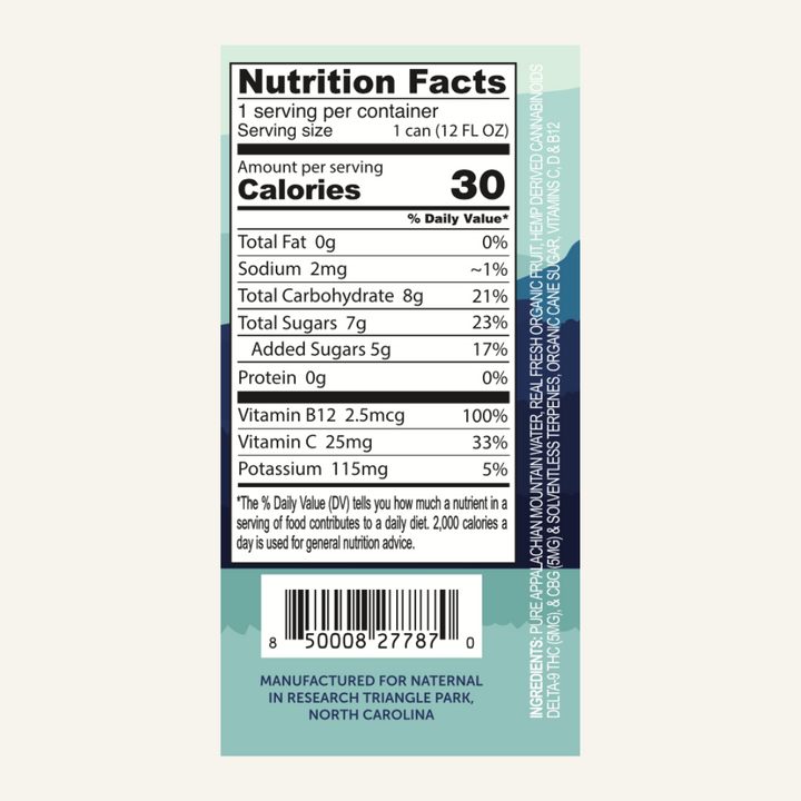 Supplement Facts panel for Naternal Blueberry Acai Seltzer