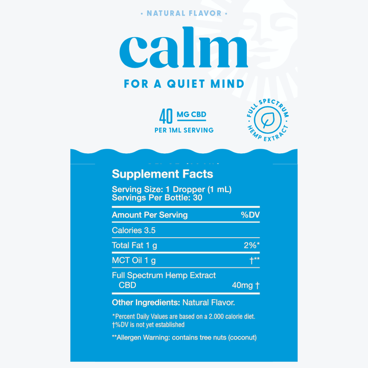 Supplement Facts panel for Naternal Calm Drops
