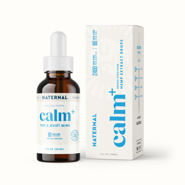 Calm+ THC-Free Drops | 80 mg Broad-Spectrum CBD | Naternal