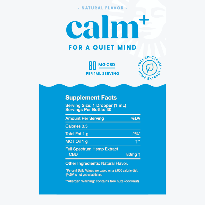 Supplement Facts panel for Naternal Calm+ Drops