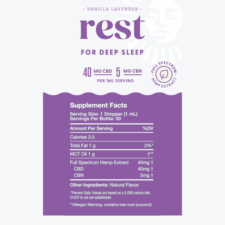 Supplement Facts panel for Naternal Rest Drops
